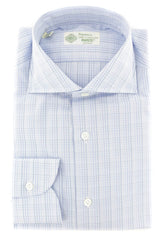 Luigi Borrelli Light Blue Plaid Cotton Shirt - Slim - (184) - Parent