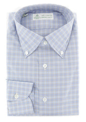 Luigi Borrelli Light Blue Plaid Cotton Shirt - Slim - 15.75/40 (187)