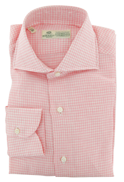 Luigi Borrelli Pink Micro-Check Linen Dress Shirt - X Slim - (109) - Parent