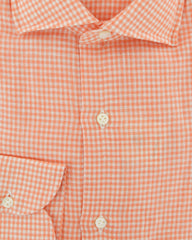 Luigi Borrelli Orange Micro-Check Linen Dress Shirt - X Slim - (104) - Parent