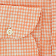 Luigi Borrelli Orange Micro-Check Linen Dress Shirt - X Slim - (104) - Parent