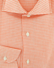 Luigi Borrelli Orange Micro-Check Linen Dress Shirt - X Slim - (110) - Parent