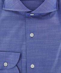 Luigi Borrelli Blue Melange Cotton Dress Shirt - Slim - (8S) - Parent