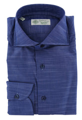Luigi Borrelli Navy Blue Melange Dress Shirt - Slim - 15.5/39 - (8T)