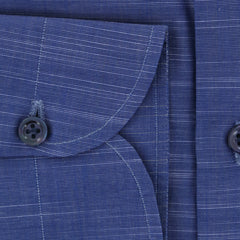 Luigi Borrelli Navy Blue Melange Dress Shirt - Slim - (8T) - Parent