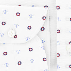 Luigi Borrelli Red Anchor Print Cotton Shirt - Slim - (263) - Parent
