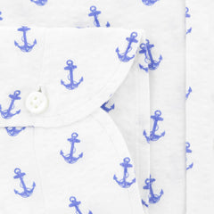 Luigi Borrelli Blue Anchor Print Cotton Shirt - Slim - (268) - Parent