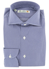 Luigi Borrelli Blue Polka Dot Cotton Shirt - Extra Slim - 16.5/42 - (302)