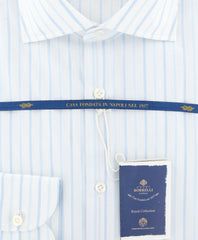 Luigi Borrelli Light Blue Striped Shirt - (EV061376ACHILLE) - Parent