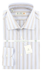 Luigi Borrelli Brown Striped Shirt - Slim - 16.5/42 - (60LB151)