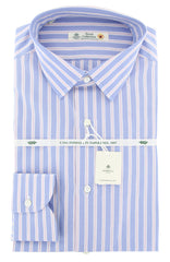 Luigi Borrelli Blue Striped Shirt - Slim - 15.75/40 - (LB1671BLU)