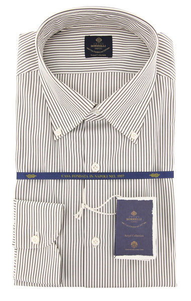 Luigi Borrelli Brown Striped Shirt - Slim - (RC209200PT1) - Parent