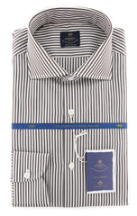 Luigi Borrelli Brown Striped Shirt - 17/43 - (EV062112NANDO)