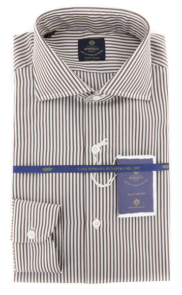 Luigi Borrelli Brown Striped Cotton Shirt - Slim - (LB2113) - Parent