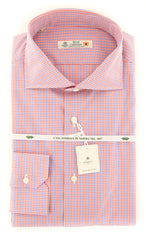 Luigi Borrelli Orange Check Shirt - Slim - 16.5/42 - (20LB231)