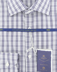 New $600 Luigi Borrelli Navy Blue Plaid Shirt - (EV0668470RIO) - Parent
