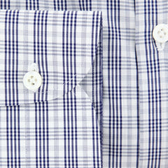 New $600 Luigi Borrelli Navy Blue Plaid Shirt - (EV0668470RIO) - Parent