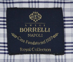 New $600 Luigi Borrelli Navy Blue Plaid Shirt - (EV0668470RIO) - Parent