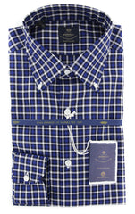 Luigi Borrelli Blue Plaid Shirt - (EV0680370STEFANO) - Parent