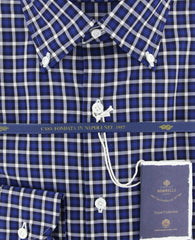 Luigi Borrelli Blue Plaid Shirt - (EV0680370STEFANO) - Parent
