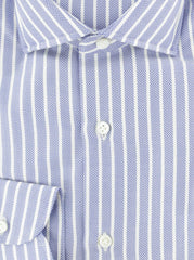Luigi Borrelli Blue Herringbone Cotton Shirt - Extra Slim - (262) - Parent