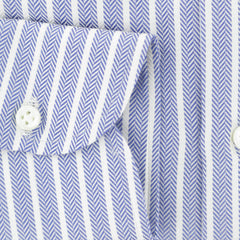 Luigi Borrelli Blue Herringbone Cotton Shirt - Slim - (262) - Parent