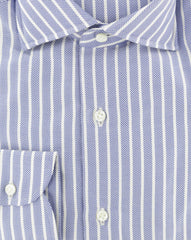 Luigi Borrelli Blue Herringbone Cotton Shirt - Slim - (267) - Parent