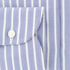 Luigi Borrelli Blue Herringbone Cotton Shirt - Slim - (267) - Parent