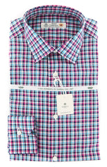 Borrelli Turquoise Plaid Shirt - Slim - 14.5/37 - (2018032123)