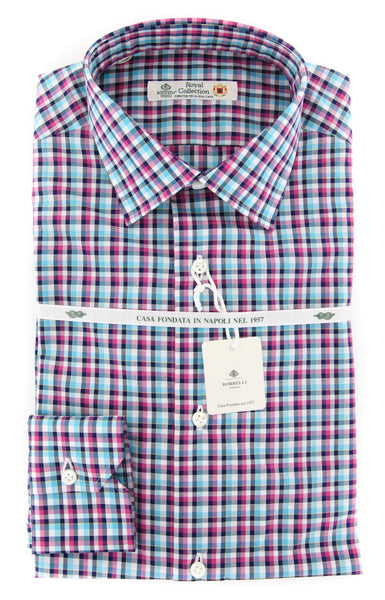 Borrelli Turquoise Plaid Shirt - Slim - (2018032123) - Parent