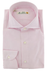 Luigi Borrelli Pink Solid Cotton Dress Shirt - Slim - 15/38 - (8M)
