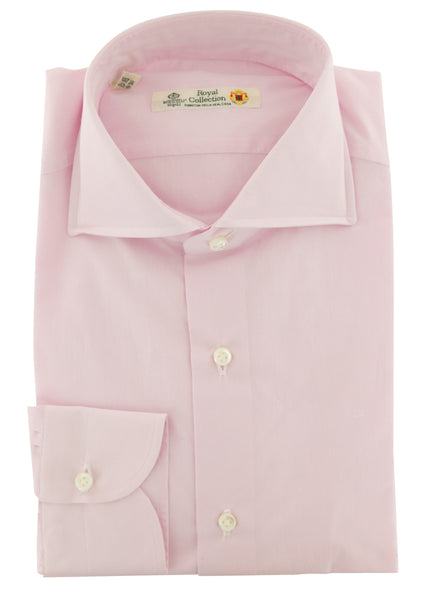Luigi Borrelli Pink Solid Cotton Dress Shirt - Slim - (8F) - Parent
