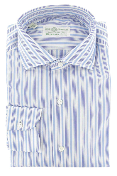 Luigi Borrelli Light Blue Striped Cotton Shirt - Slim - (226) - Parent