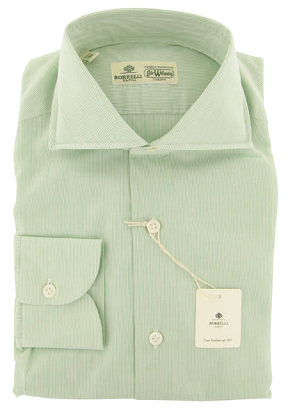 Luigi Borrelli Green Striped Cotton Shirt - Extra Slim - (ZO) - Parent