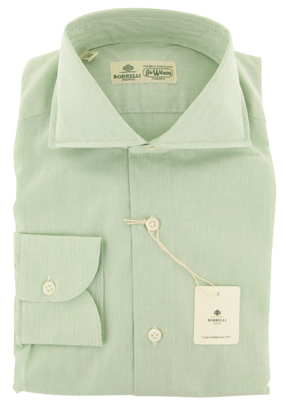 Luigi Borrelli Green Striped Cotton Shirt - Slim - (ZN) - Parent