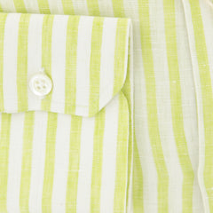 Luigi Borrelli Light Green Striped Linen Shirt - Slim - (ZS) - Parent