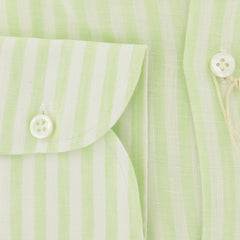 Luigi Borrelli Light Green Striped Linen Shirt - Slim - (ZV) - Parent