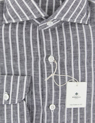 Luigi Borrelli Dark Gray Striped Linen Shirt - Slim - (ZY) - Parent