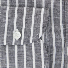 Luigi Borrelli Dark Gray Striped Linen Shirt - Slim - (ZY) - Parent
