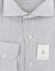 Luigi Borrelli Light Gray Striped Linen Shirt - Extra Slim - (ZJ) - Parent