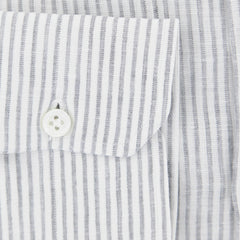 Luigi Borrelli Light Gray Striped Linen Shirt - Extra Slim - (ZJ) - Parent