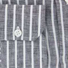 Luigi Borrelli Dark Gray Striped Linen Shirt - Slim - (ZZ) - Parent