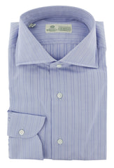 Luigi Borrelli Light Blue Striped Dress Shirt - Slim - 15/38 (8Z)