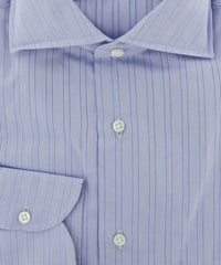 Luigi Borrelli Light Blue Striped Dress Shirt - Slim - (8Z) - Parent