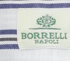 Luigi Borrelli Navy Blue Striped Cotton Shirt - Slim - (275) - Parent