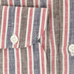 Luigi Borrelli Navy Blue Striped Linen Shirt - Slim - (Z1) - Parent