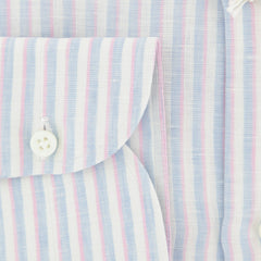 Luigi Borrelli Light Blue Striped Linen Shirt - Slim - (ZM) - Parent