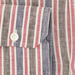 Luigi Borrelli Navy Blue Striped Linen Shirt - Slim - (Z0) - Parent