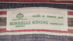 Luigi Borrelli Navy Blue Striped Linen Shirt - Slim - (Z0) - Parent