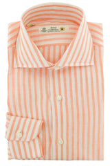 Luigi Borrelli Orange Striped Linen Dress Shirt - X Slim - 14.5/37 - (97)